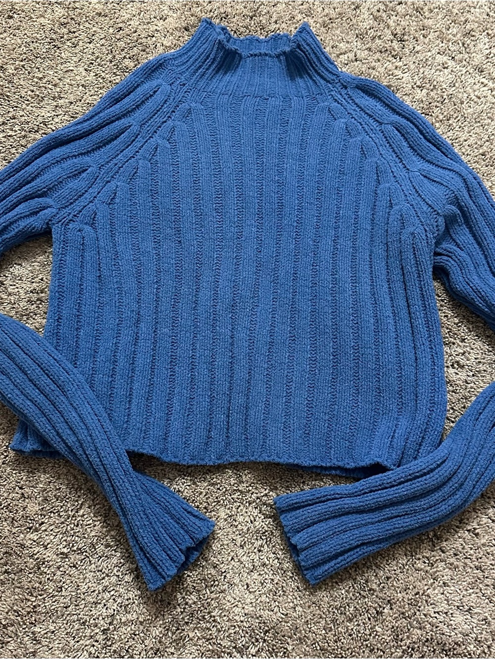 American Eagle Outfitters Ribbed Mock Neck Sweater in Blue